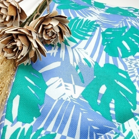 Loft Blue Green White Leaf Pattern Cotton Skirt Size 12 - Picture 10 of 12